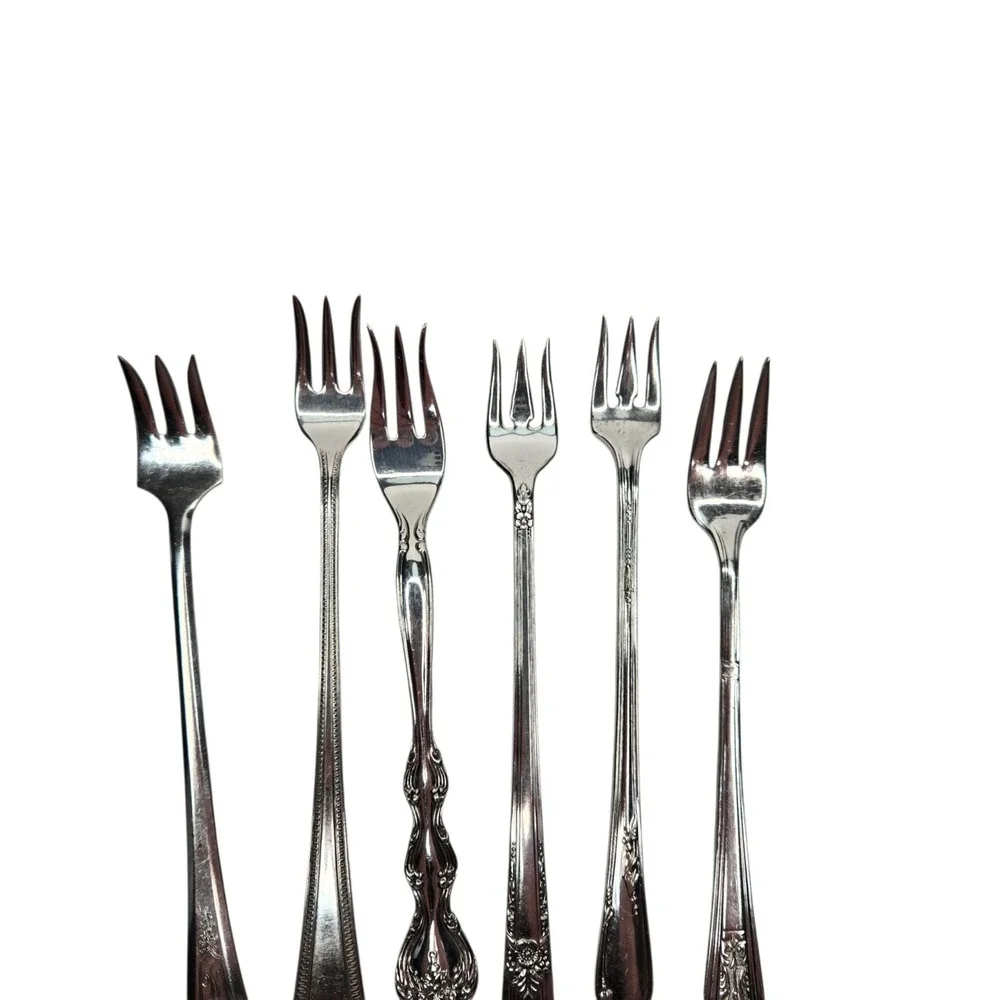 Harbor House Collection Vintage Silver Plate Seafood Forks Set of 6 Mismatched